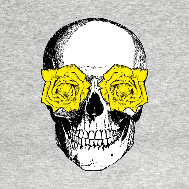 Skull and Roses | Skull and Flowers | Skulls and Skeletons | Vintage Skulls | Yellow Roses | by Eclectic At Heart